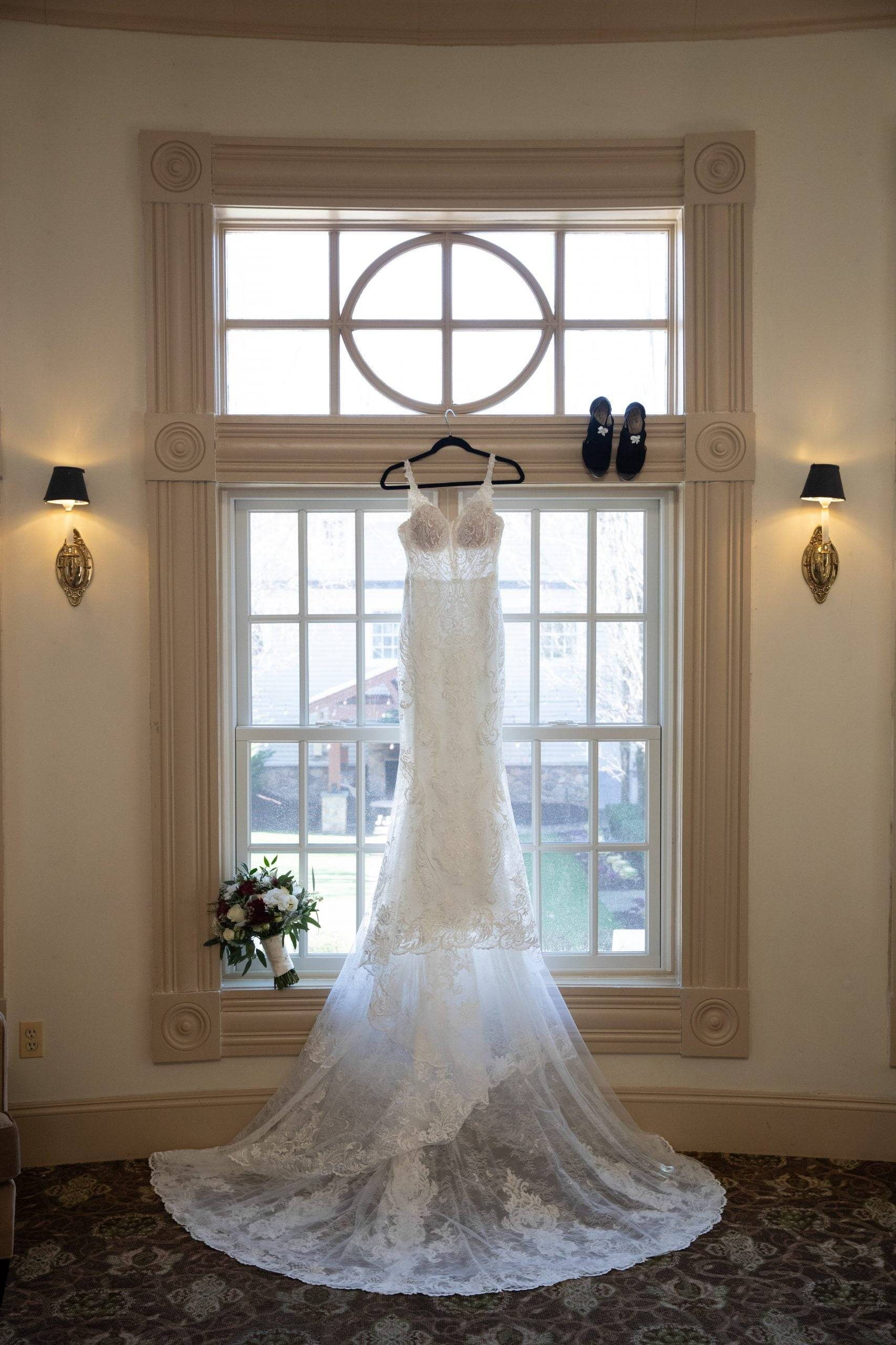 Olde Mill Inn wedding dress hanging