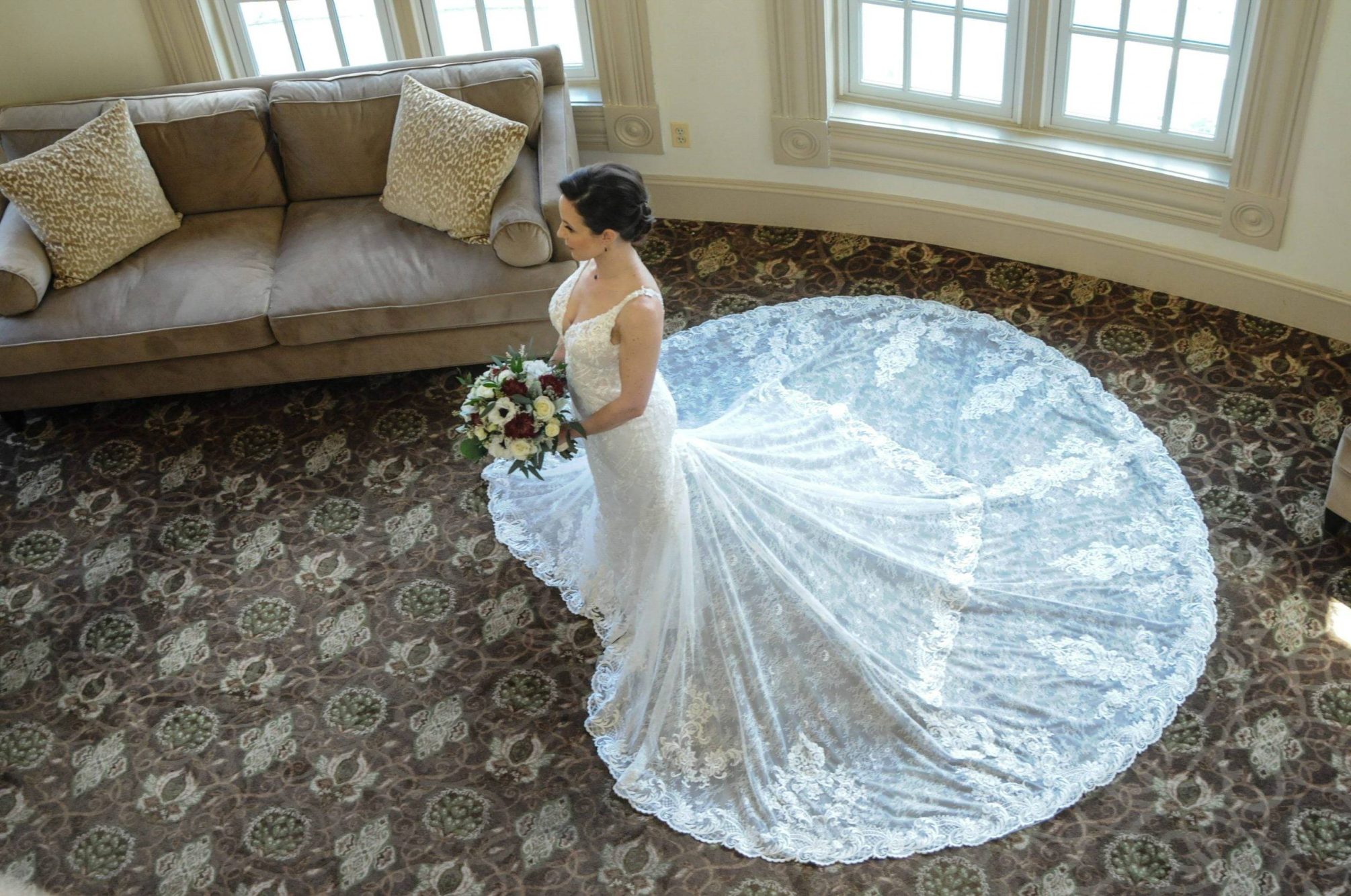 Olde Mill Inn bride from above