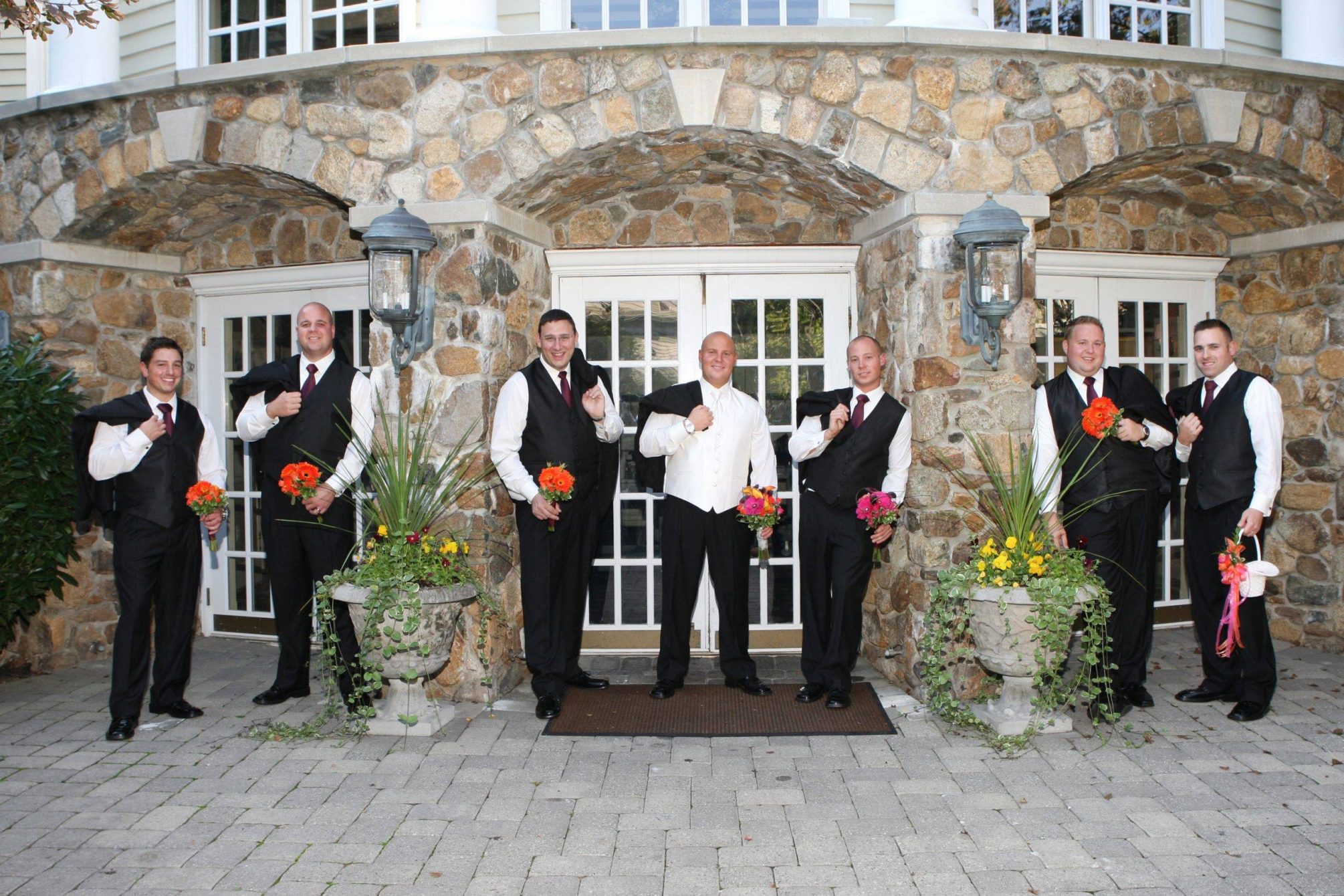 Olde Mill Inn groom with his groomsmen outside