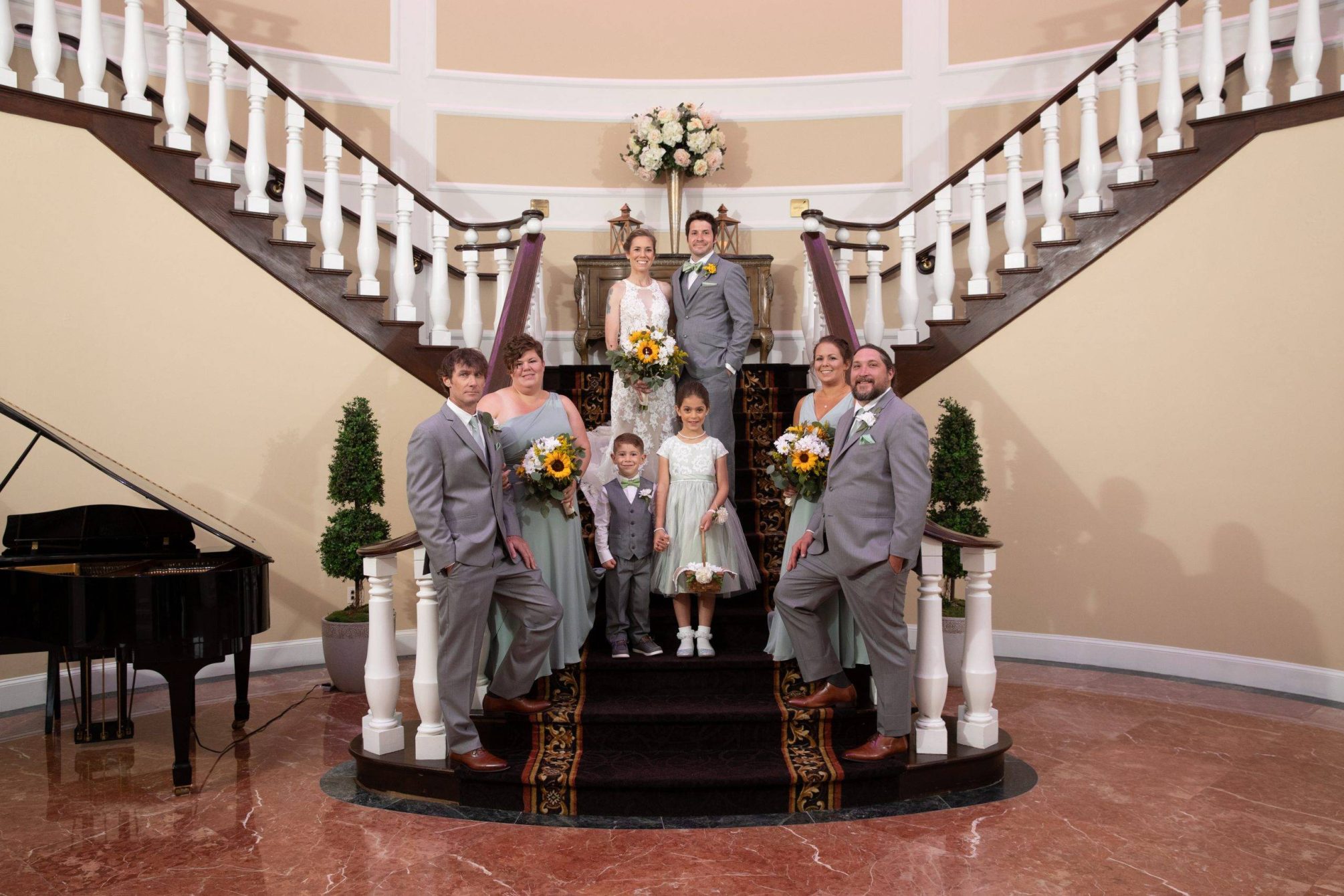 Bridgewater Manor wedding party on staircase